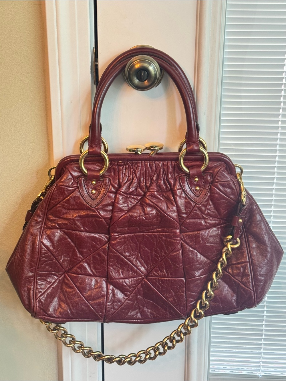 Marc Jacobs Stam Bag - Oxblood Burgundy Quilted Leather Satchel vintage